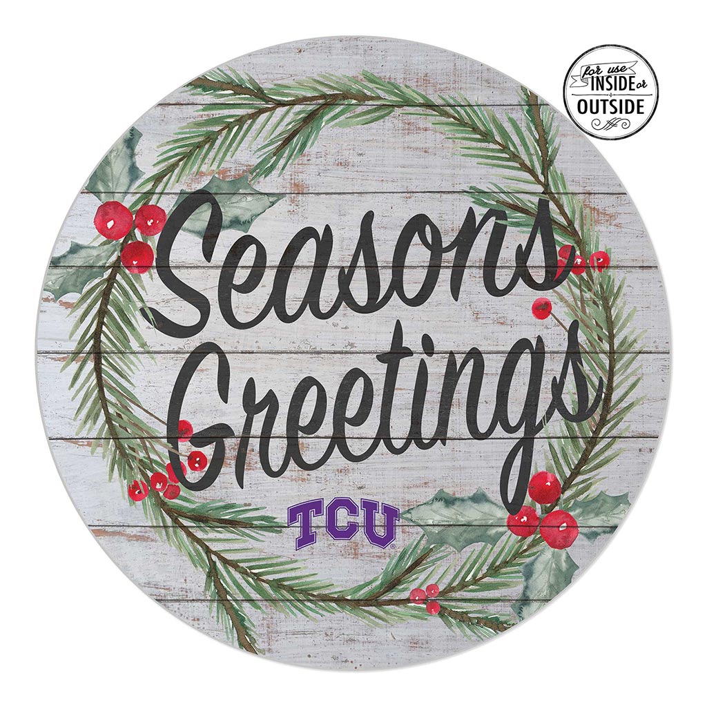 20x20 Indoor Outdoor Seasons Greetings Sign Texas Christian Horned Frogs