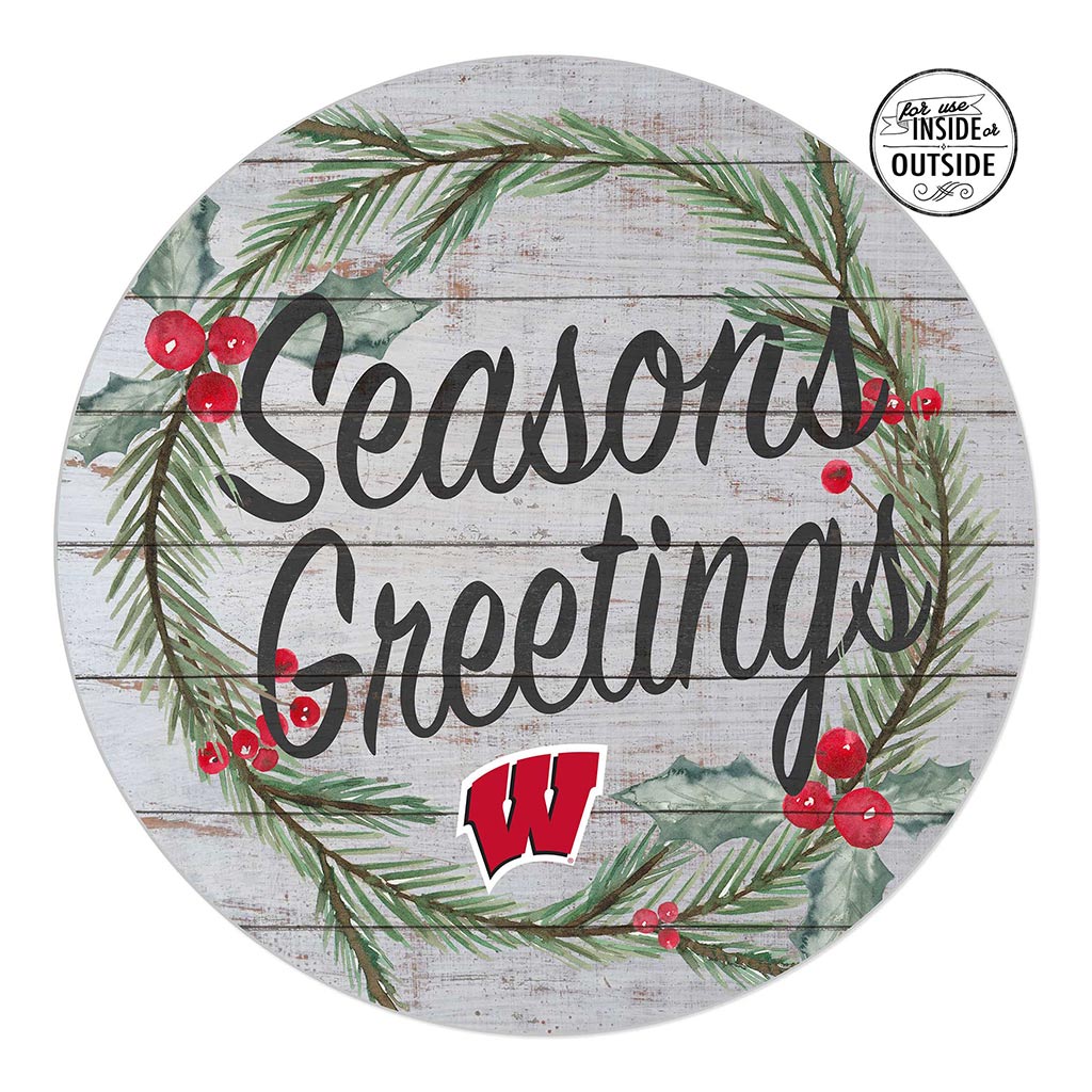 20x20 Indoor Outdoor Seasons Greetings Sign Wisconsin Badgers