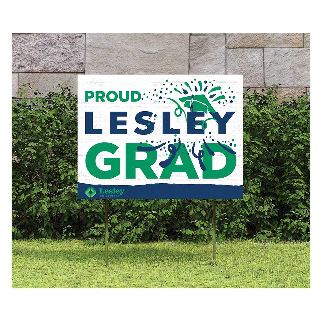18x24 Lawn Sign Proud Grad With Logo Lesley University Lynx