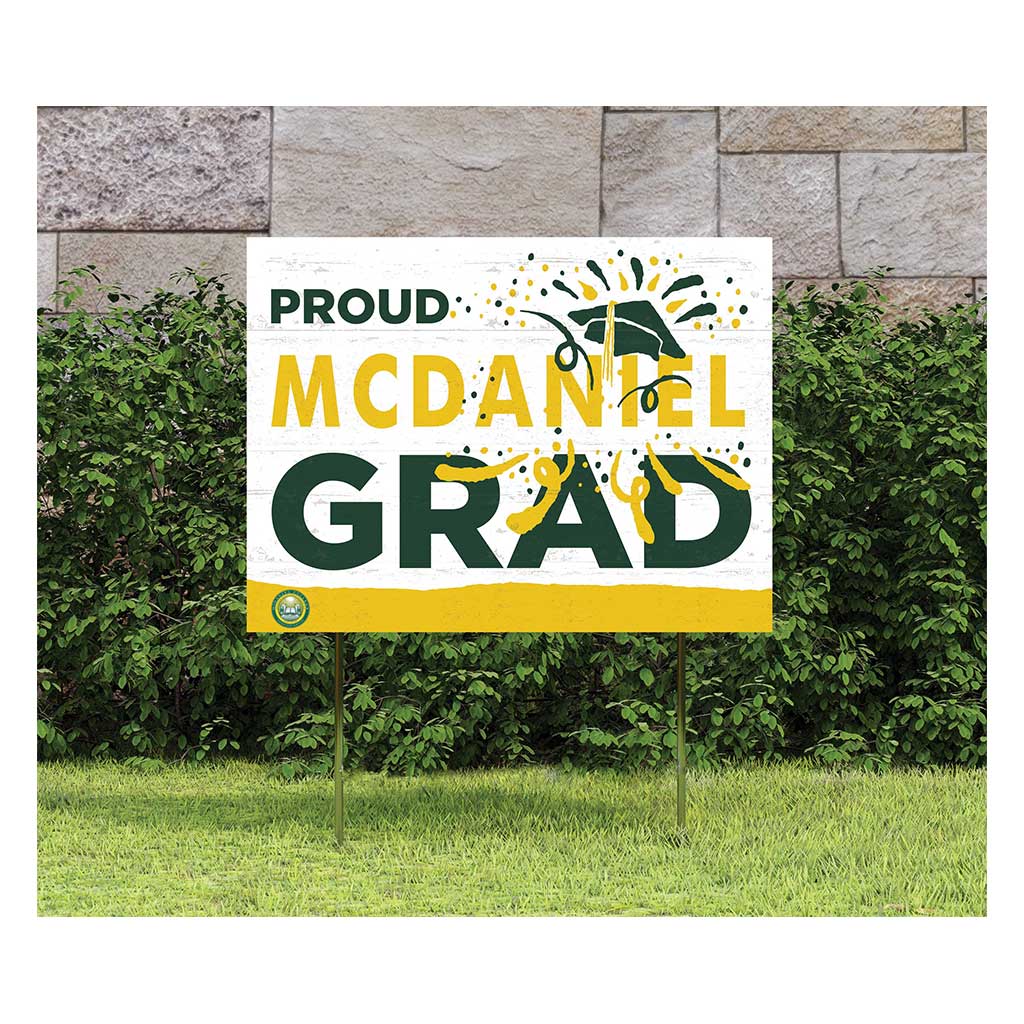 18x24 Lawn Sign Proud Grad With Logo McDaniel College Green Terror