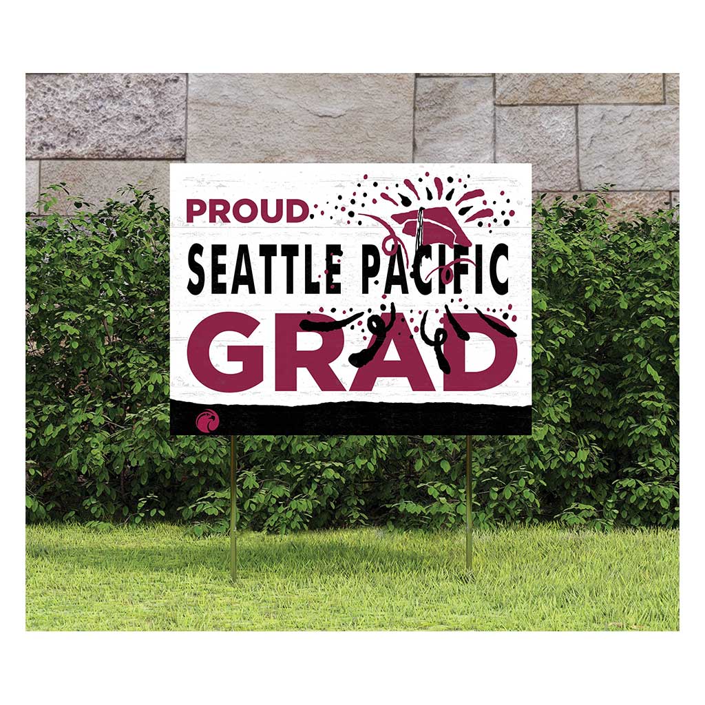 18x24 Lawn Sign Proud Grad With Logo Seattle Pacific University Falcons