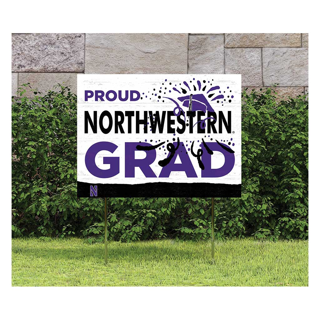 18x24 Lawn Sign Proud Grad With Logo Northwestern University Chicago Wildcats
