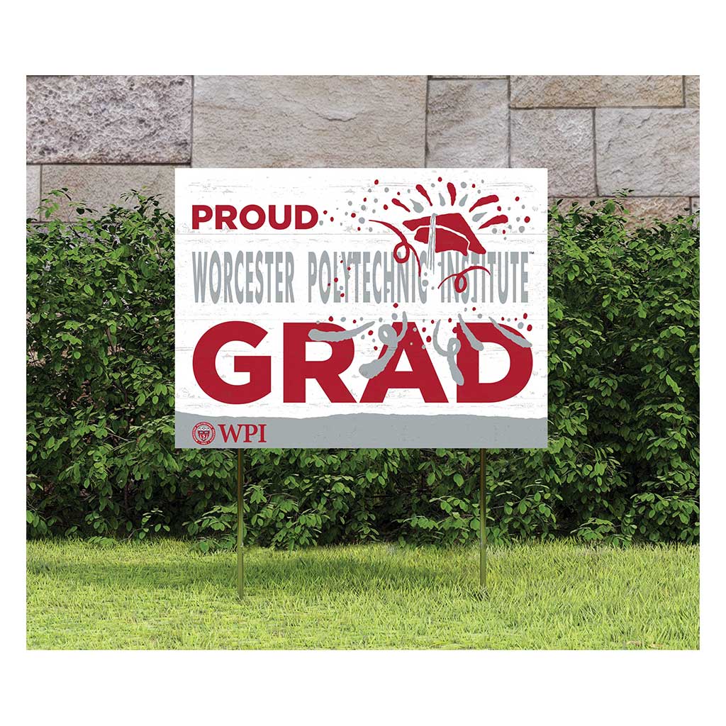 18x24 Lawn Sign Proud Grad With Logo Worcester Polytechnic Institute Engineers