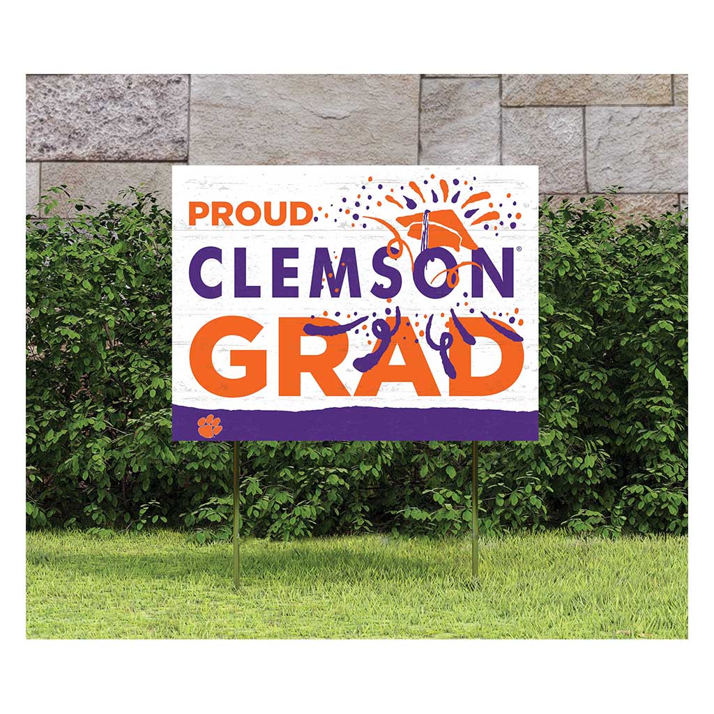 18x24 Lawn Sign Proud Grad With Logo Clemson Tigers