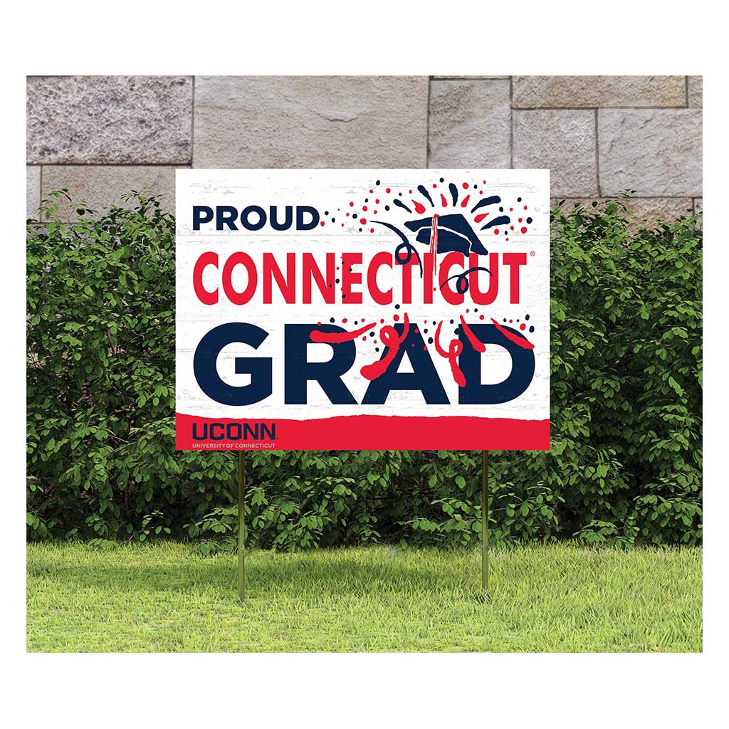 18x24 Lawn Sign Proud Grad With Logo Connecticut Huskies