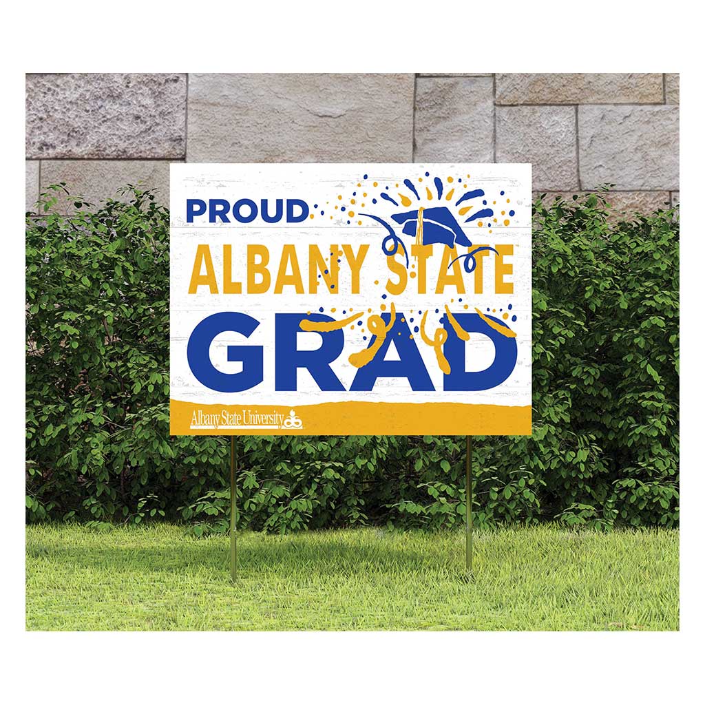 18x24 Lawn Sign Proud Grad With Logo Albany State University Golden Rams