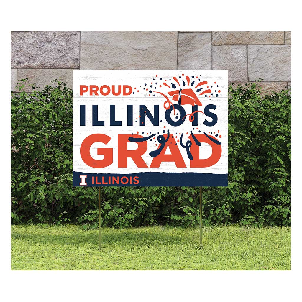 18x24 Lawn Sign Proud Grad With Logo Illinois Fighting Illini