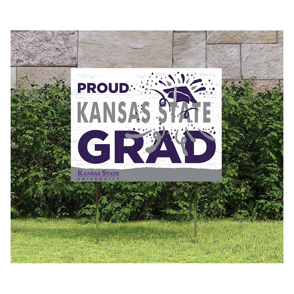 18x24 Lawn Sign Proud Grad With Logo Kansas State Wildcats