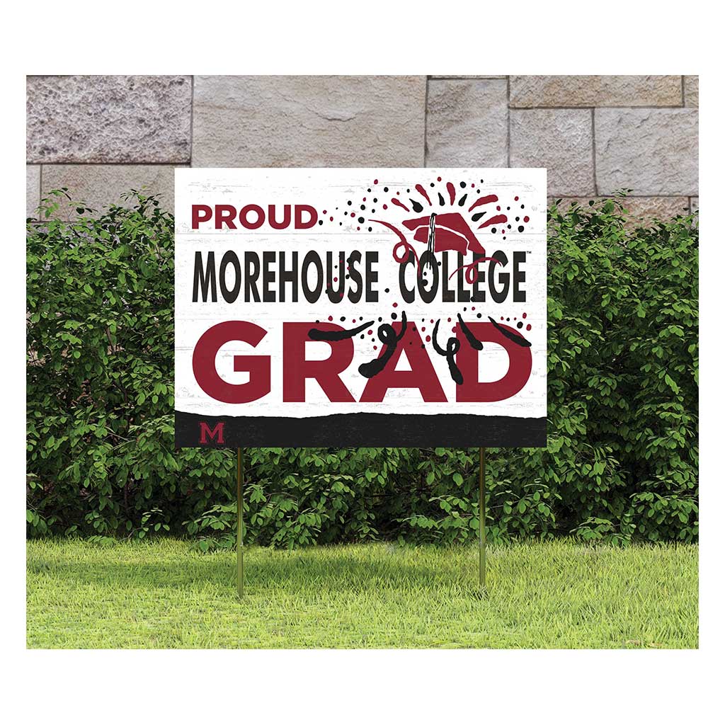 18x24 Lawn Sign Proud Grad With Logo Morehouse College Maroon Tigers