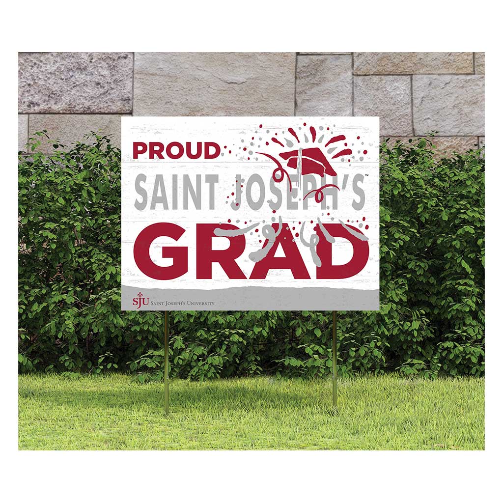 18x24 Lawn Sign Proud Grad With Logo Saint Joseph's Univ Hawks