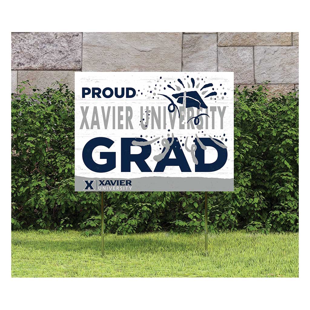 18x24 Lawn Sign Proud Grad With Logo Xavier Ohio Musketeers