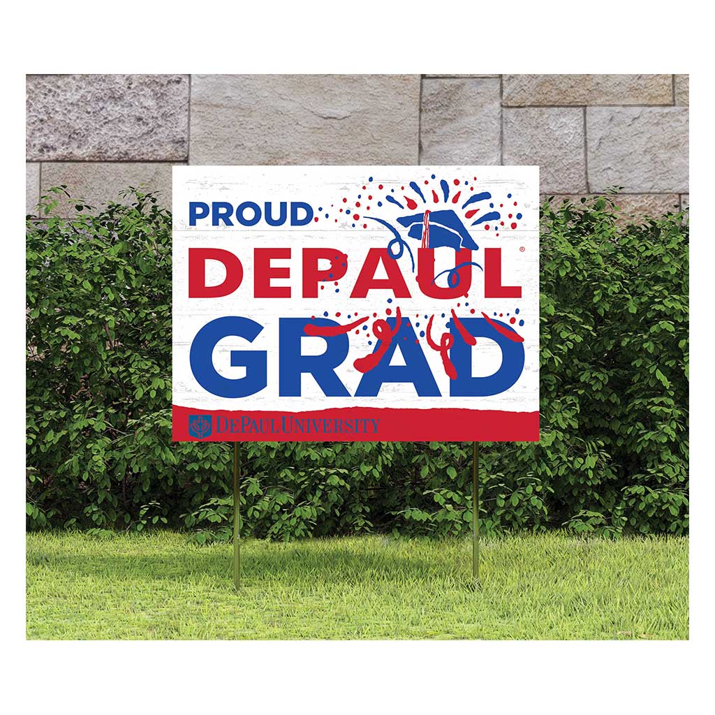 18x24 Lawn Sign Proud Grad With Logo DePaul Blue Demons