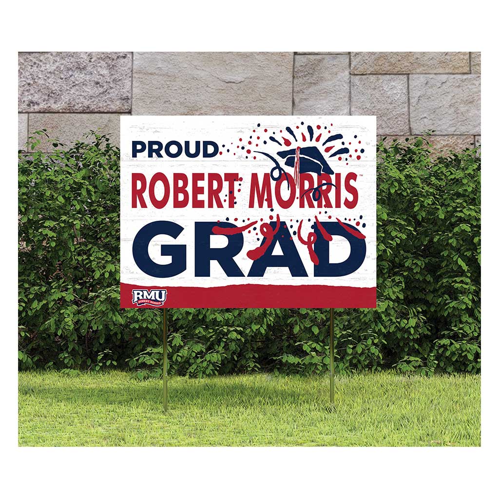 18x24 Lawn Sign Proud Grad With Logo Robert Morris University Colonials