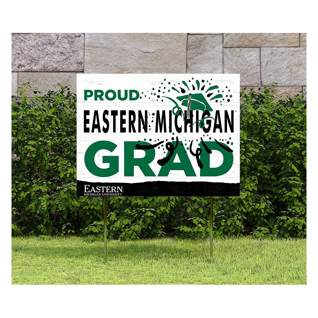 18x24 Lawn Sign Proud Grad With Logo Eastern Michigan Eagles