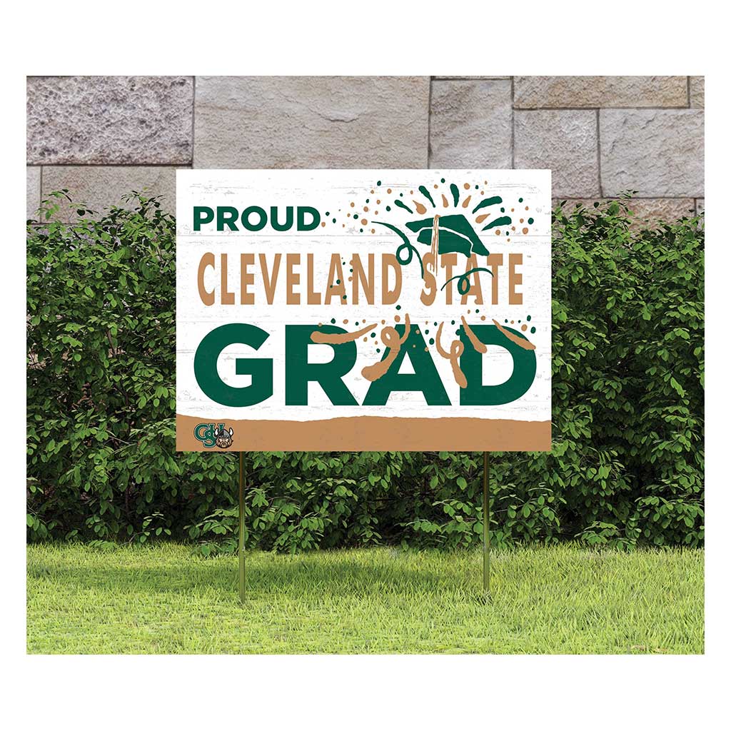 18x24 Lawn Sign Proud Grad With Logo Cleveland State Vikings