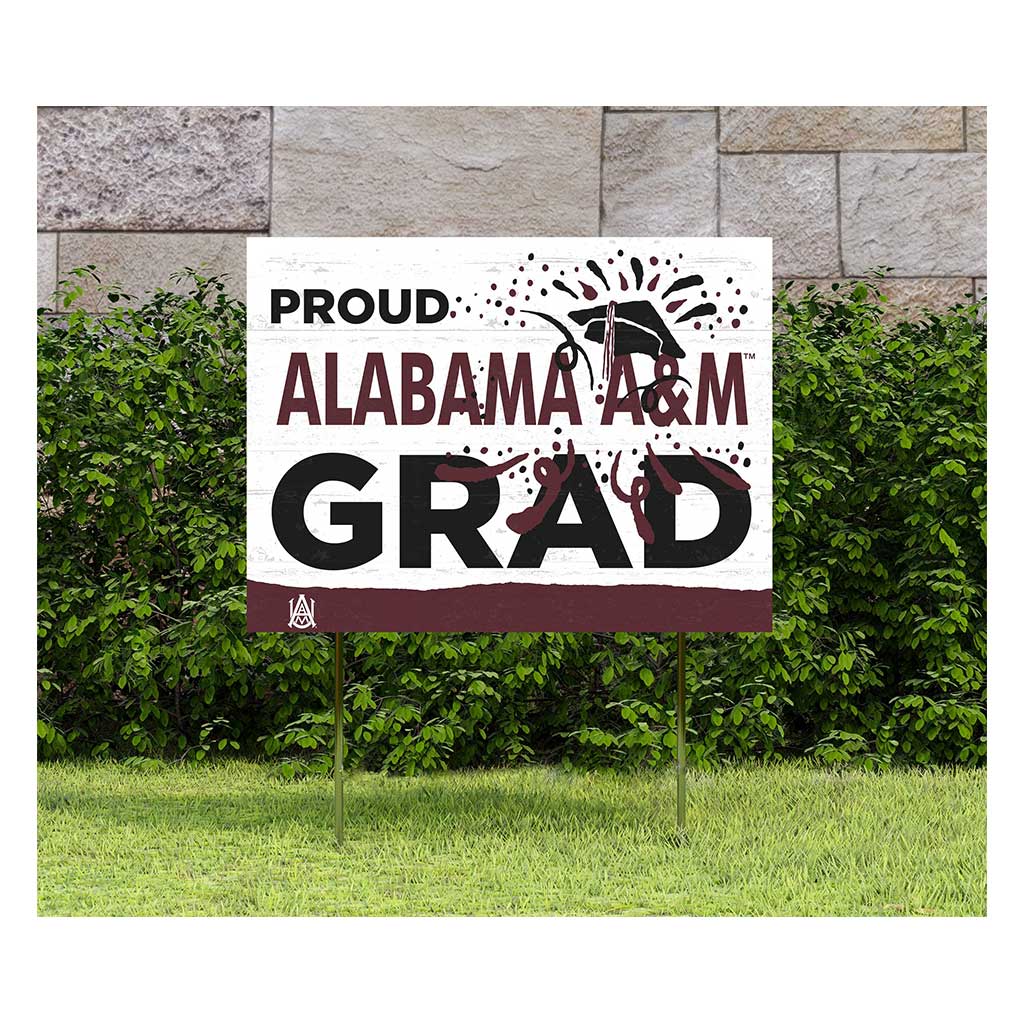 18x24 Lawn Sign Proud Grad With Logo Alabama A&M Bulldogs