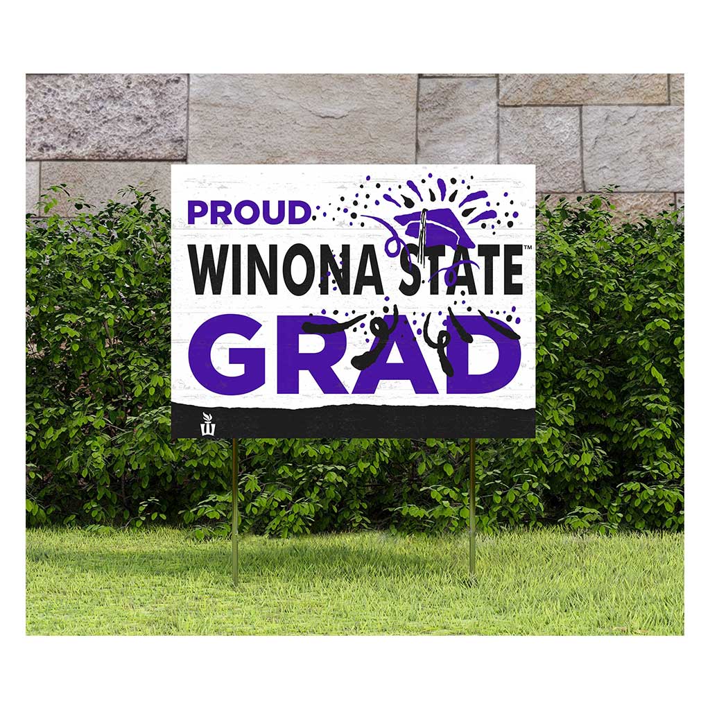 18x24 Lawn Sign Proud Grad With Logo Winona State University Warriors
