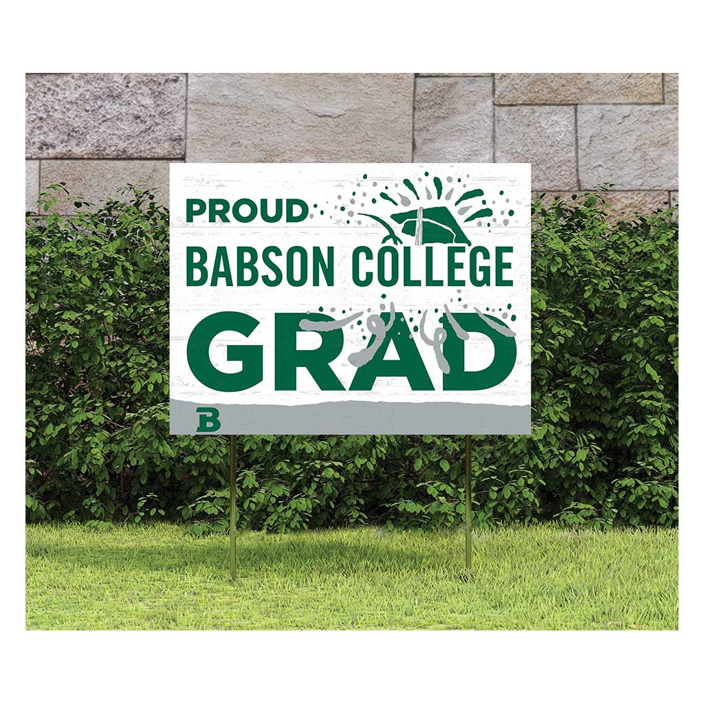 18x24 Lawn Sign Proud Grad With Logo Babson College Beavers