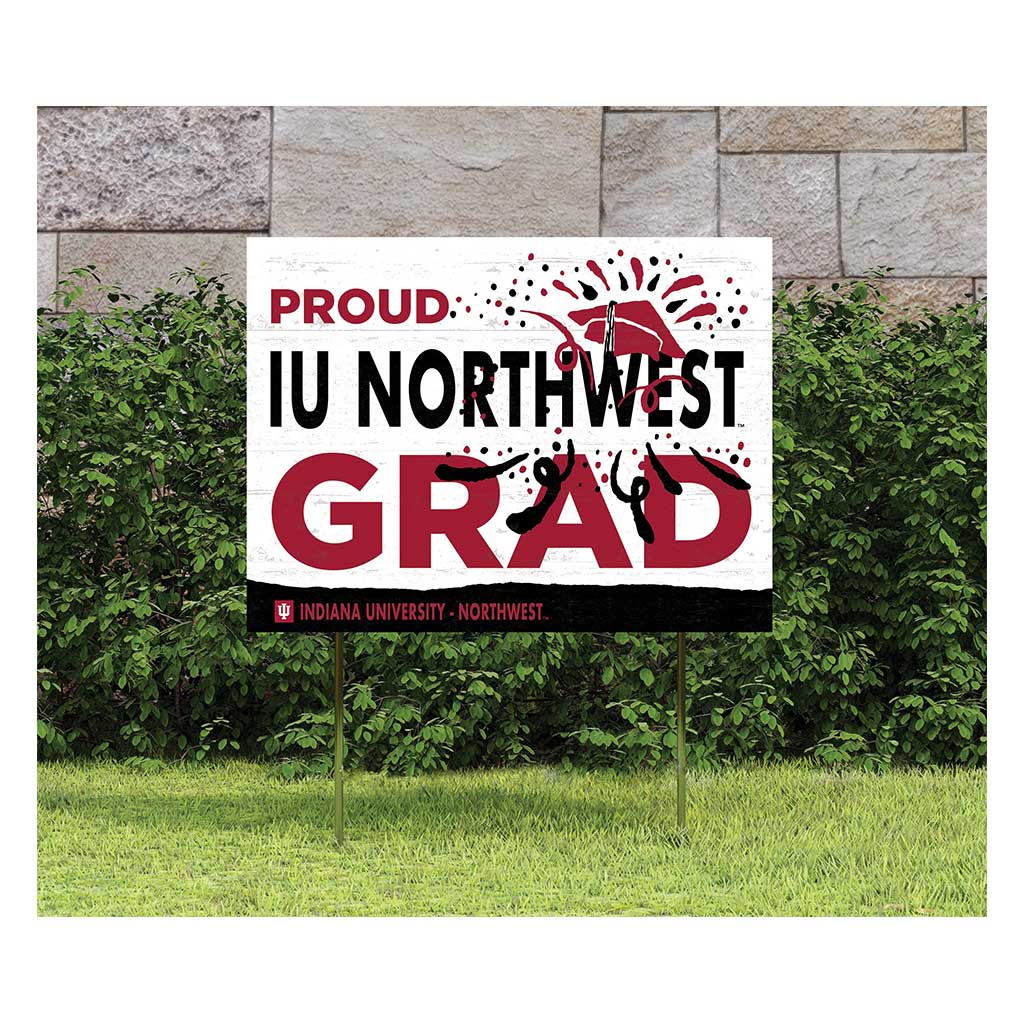 18x24 Lawn Sign Proud Grad With Logo Indiana University Northwest Redhawks