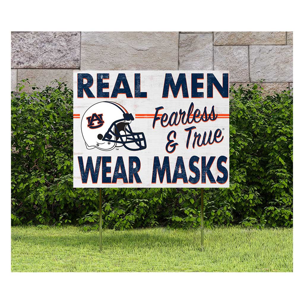 18x24 Lawn Sign Real Men Masks Helmet Auburn Tigers