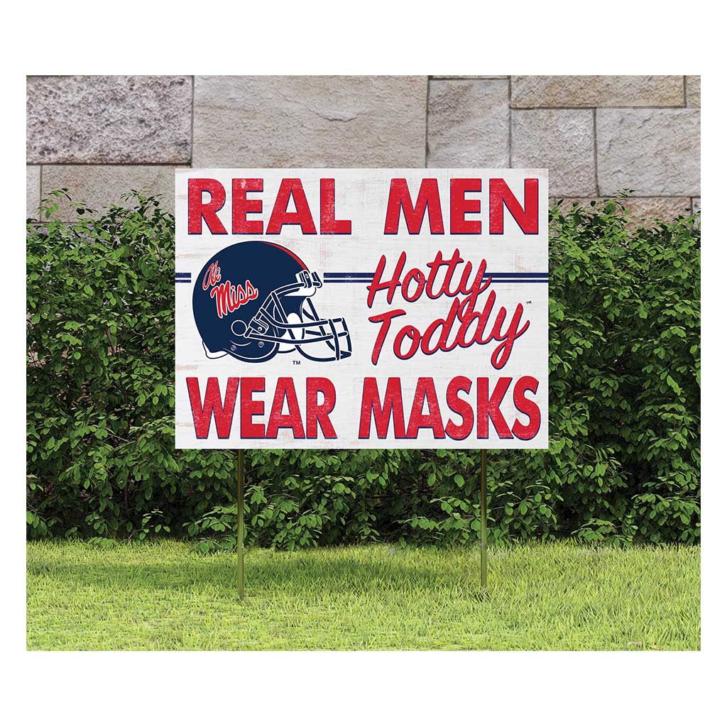 18x24 Lawn Sign Real Men Masks Helmet Mississippi Rebels