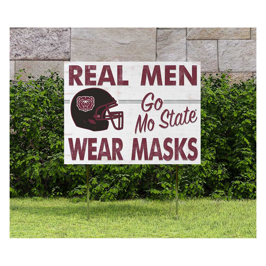 18x24 Lawn Sign Real Men Masks Helmet Missouri State Bears