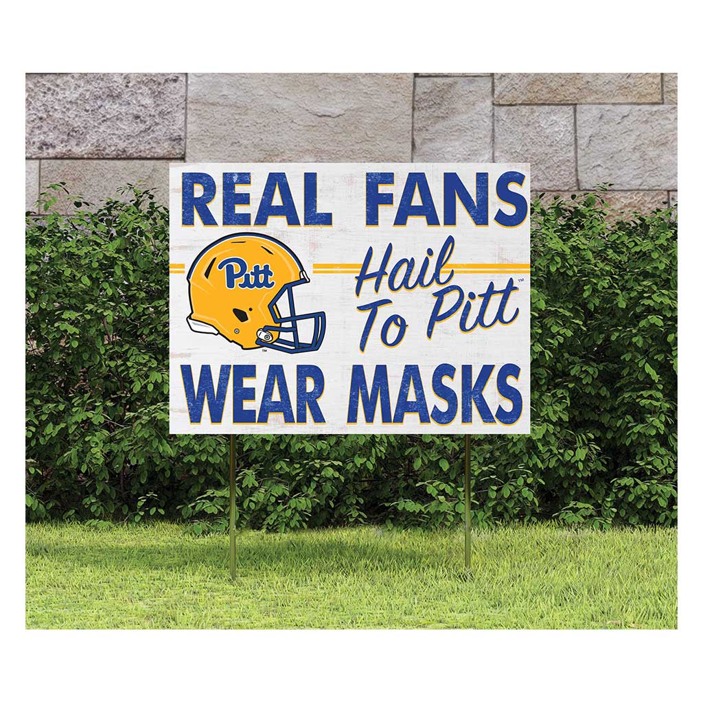18x24 Lawn Sign Real Men Masks Helmet Pittsburgh Panthers