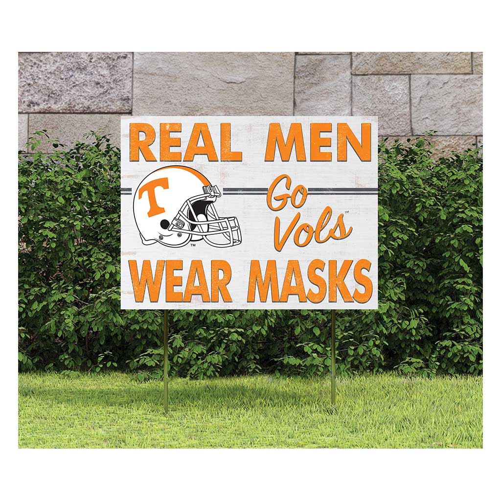 18x24 Lawn Sign Real Men Masks Helmet Tennessee Volunteers