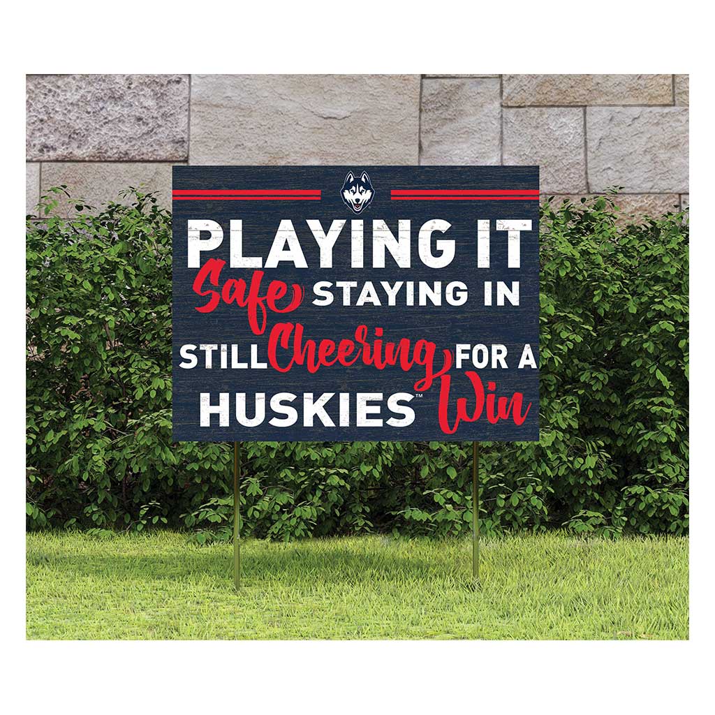 18x24 Lawn Sign Playing Safe at Home Connecticut Huskies