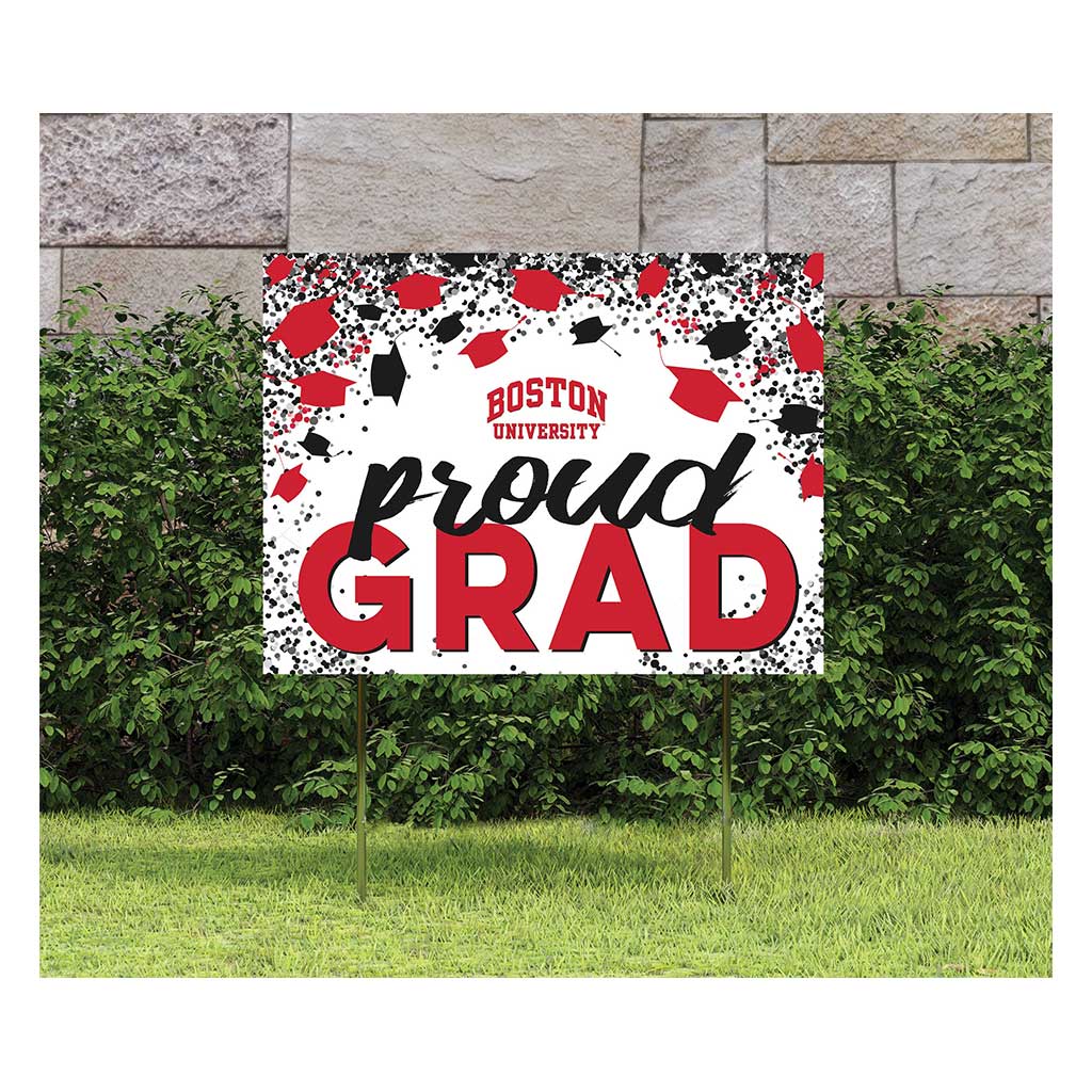 18x24 Lawn Sign Grad with Cap and Confetti Boston University Terriers