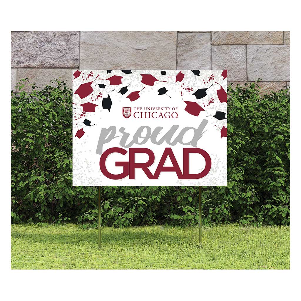 18x24 Lawn Sign Grad with Cap and Confetti University of Chicago Maroons