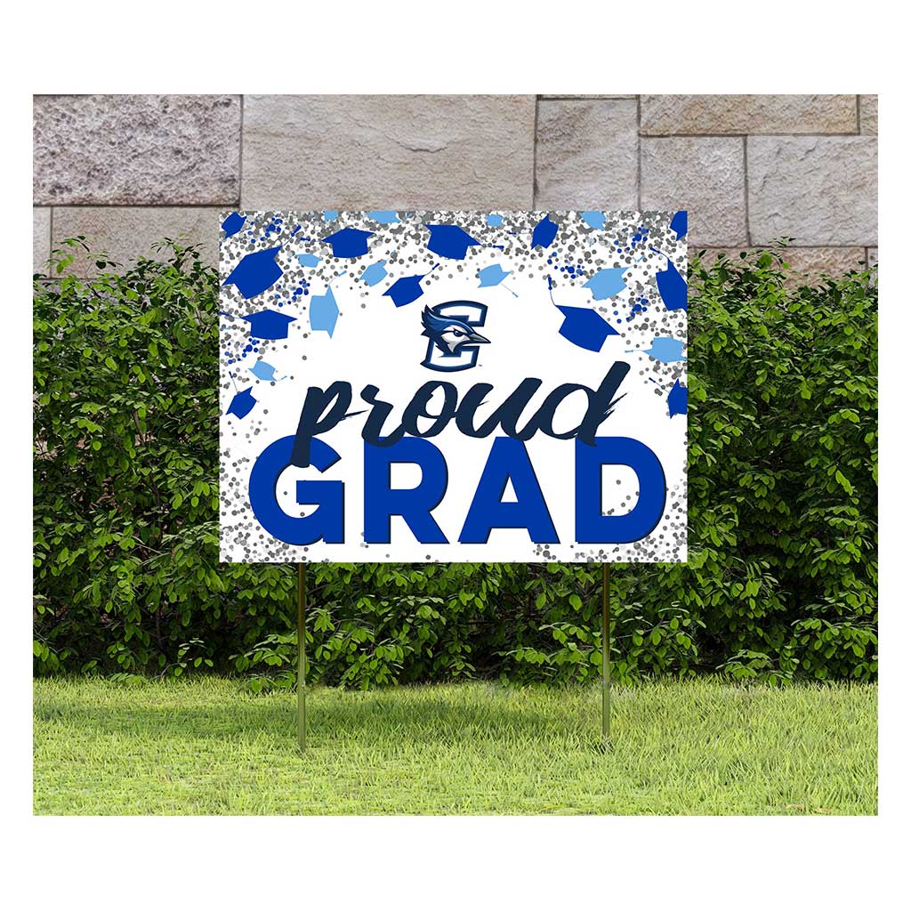 18x24 Lawn Sign Grad with Cap and Confetti Creighton Bluejays