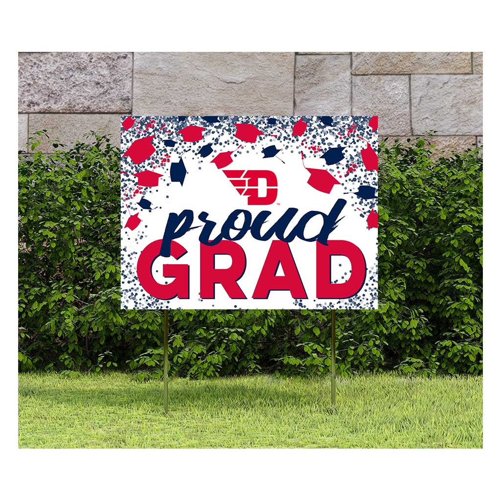 18x24 Lawn Sign Grad with Cap and Confetti Dayton Flyers