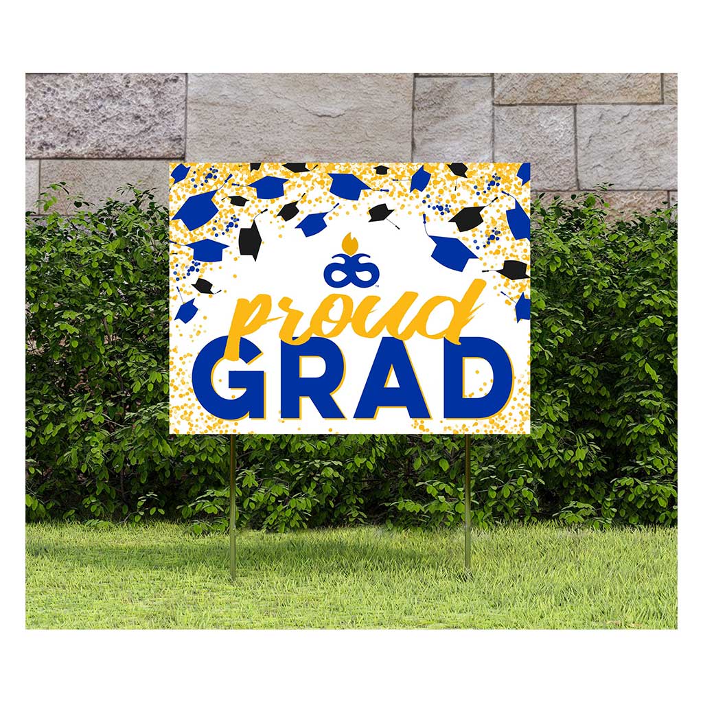 18x24 Lawn Sign Grad with Cap and Confetti Albany State University Golden Rams