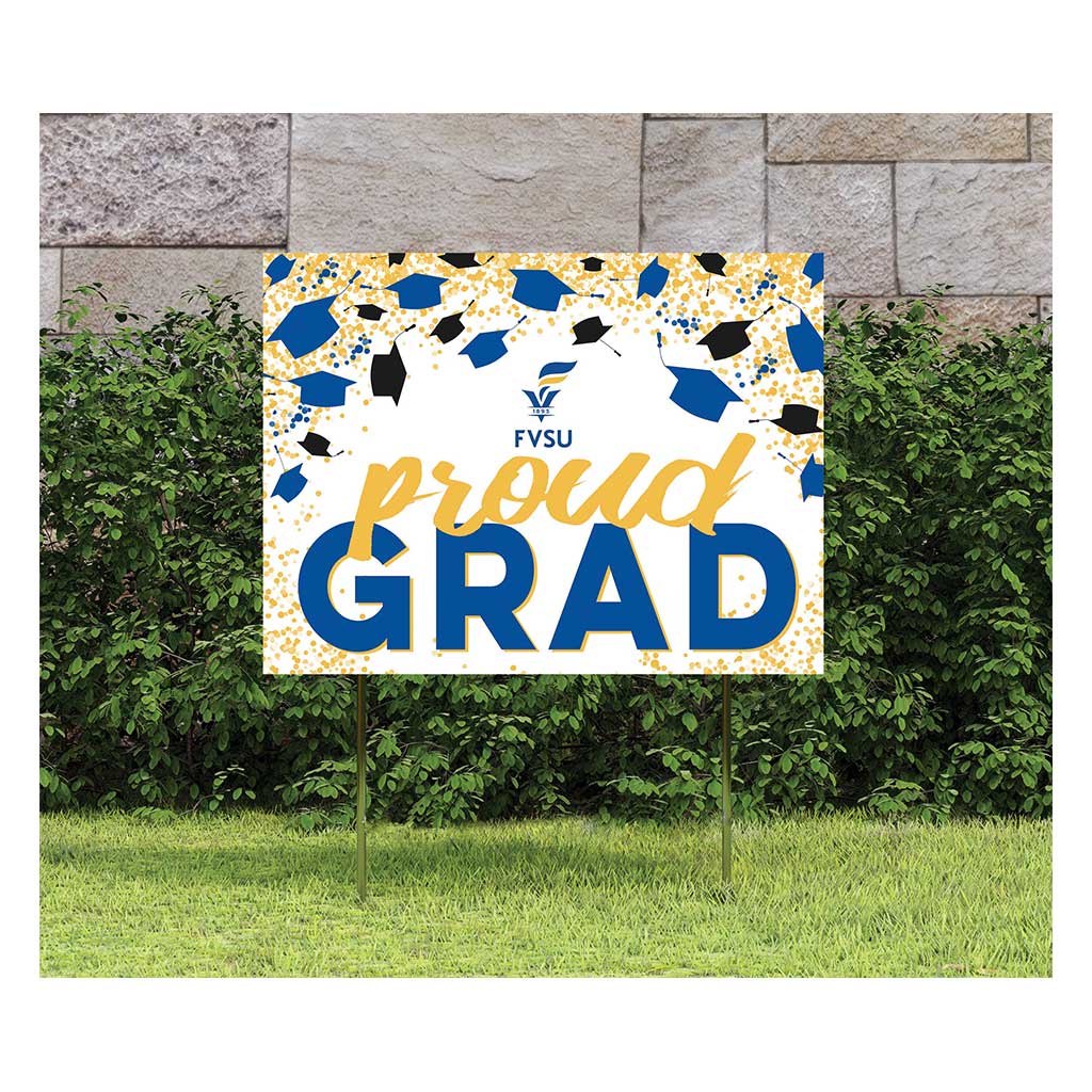 18x24 Lawn Sign Grad with Cap and Confetti Fort Valley State Wildcats