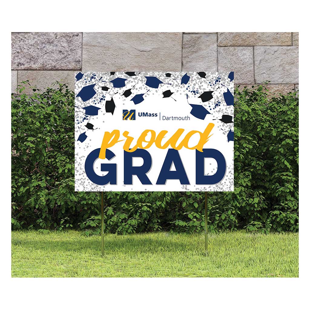 18x24 Lawn Sign Grad with Cap and Confetti UMASS Dartmouth Corsairs
