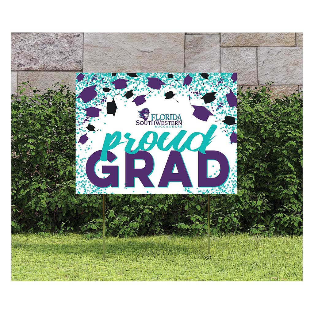 18x24 Lawn Sign Grad with Cap and Confetti Florida Southwestern State Buccaneers
