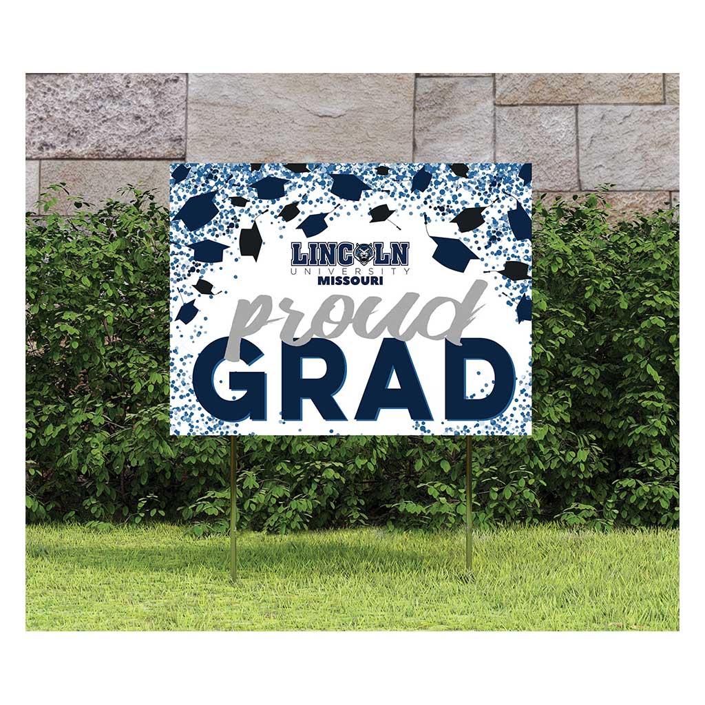 18x24 Lawn Sign Grad with Cap and Confetti Lincoln University Blue Tigers