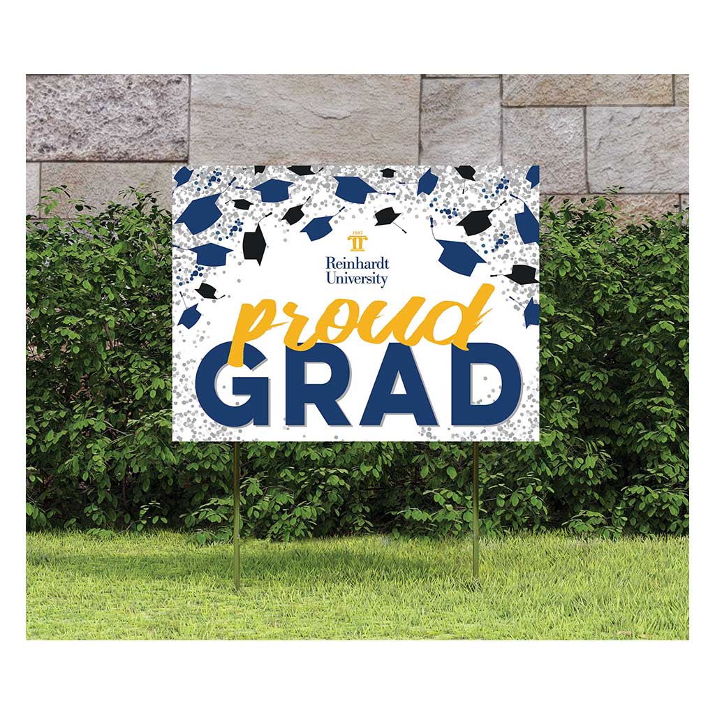 18x24 Lawn Sign Grad with Cap and Confetti Reinhardt University Eagles