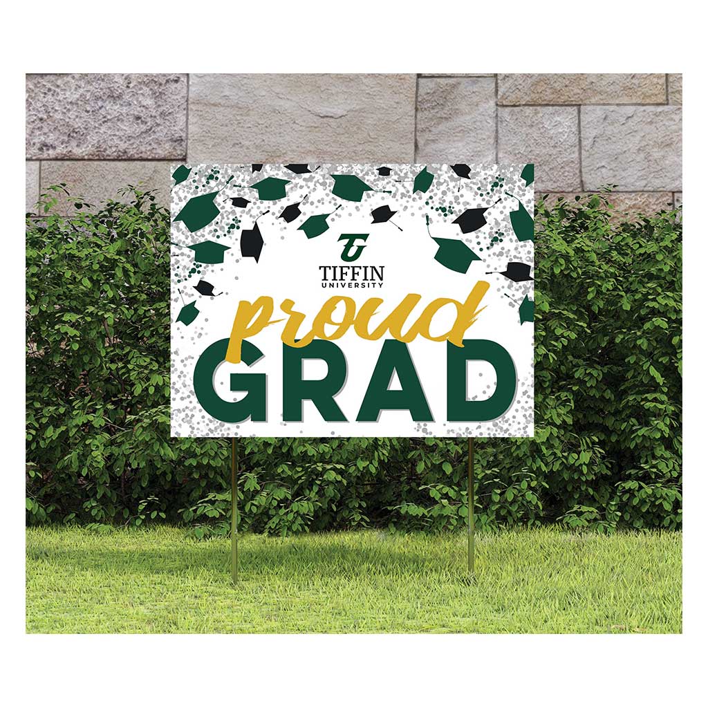 18x24 Lawn Sign Grad with Cap and Confetti Tiffin University Dragons