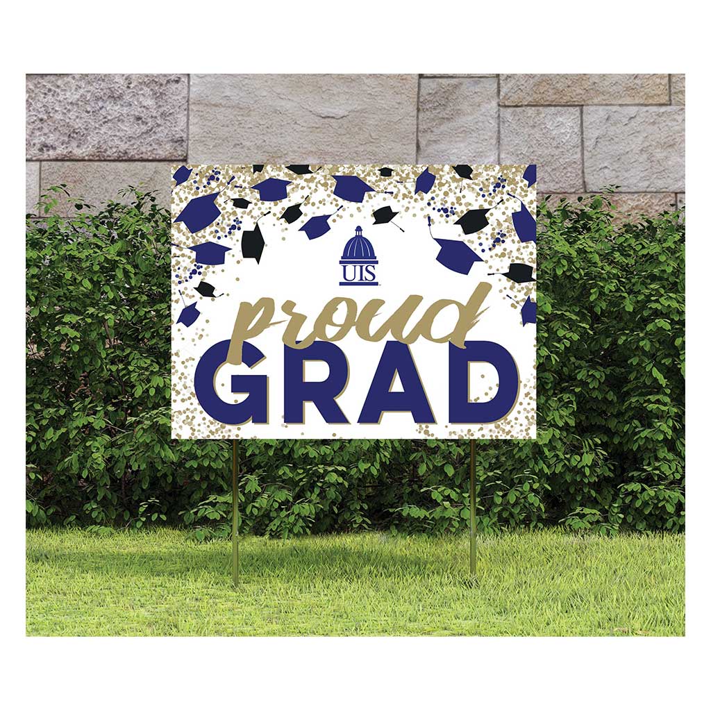 18x24 Lawn Sign Grad with Cap and Confetti University of Illinois Springfield Prairie Stars