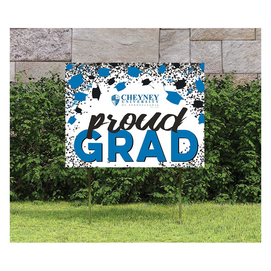 18x24 Lawn Sign Grad with Cap and Confetti Cheyney University Wolves