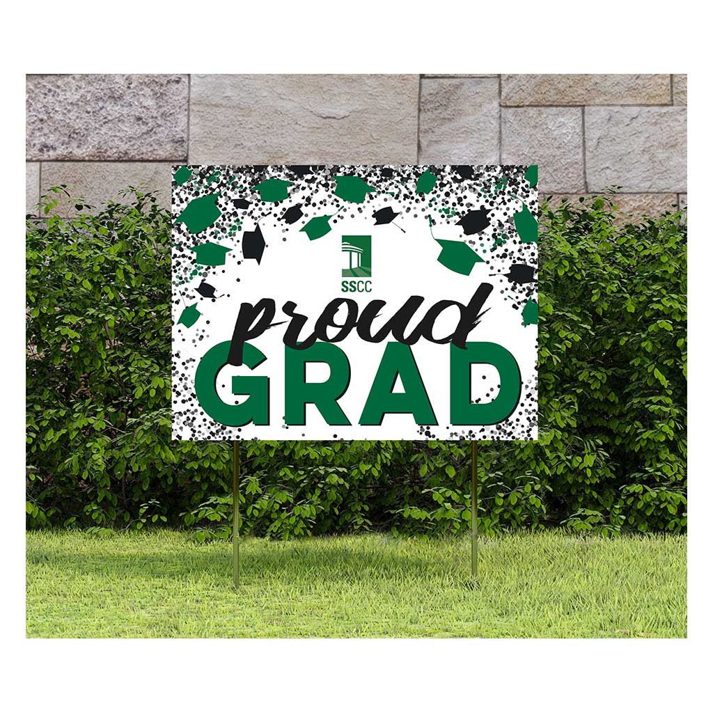 18x24 Lawn Sign Proud Grad with Cap and Confetti Shelton State Community College Buccaneers