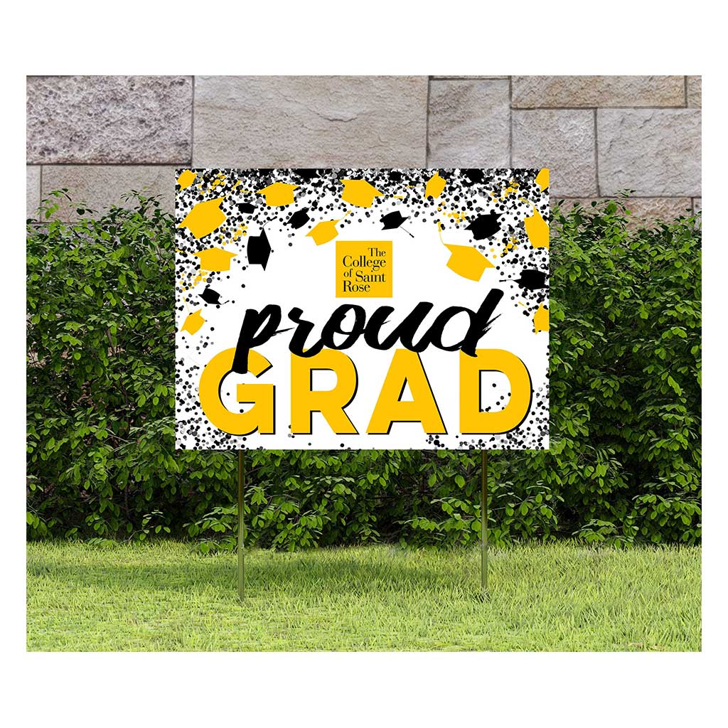 18x24 Lawn Sign Proud Grad with Cap and Confetti The College of Saint Rose Golden Knights