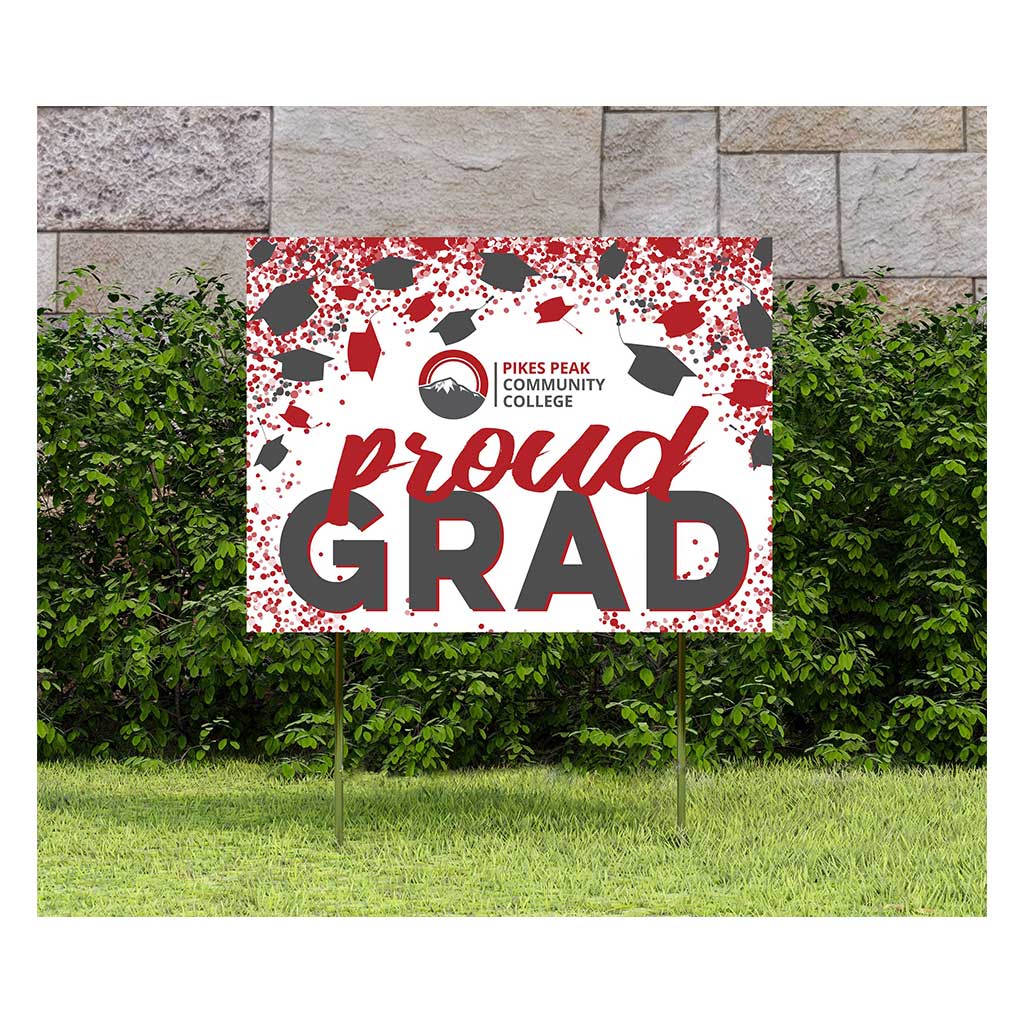 18x24 Lawn Sign Proud Grad with Cap and Confetti Pikes Peak Community College Aardvarks