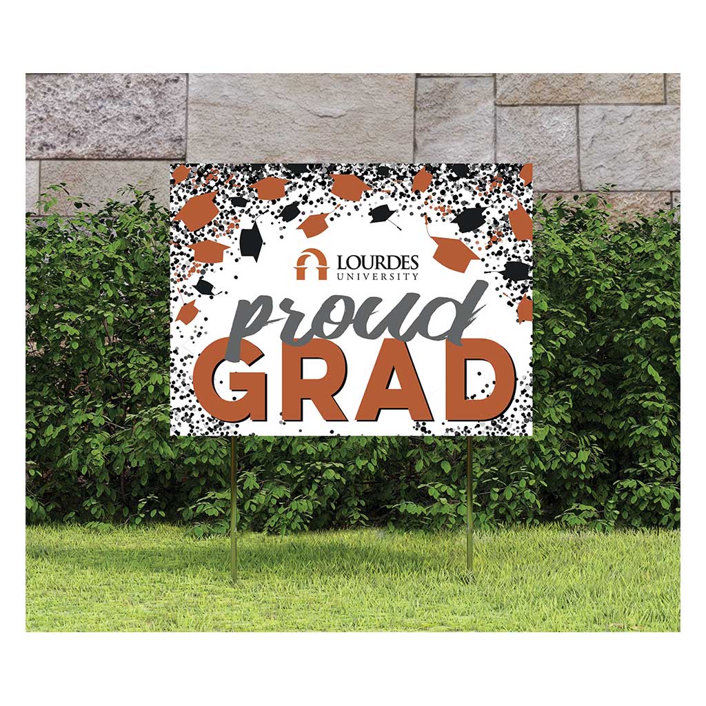 18x24 Lawn Sign Grad with Cap and Confetti Lourdes University Gray Wolves