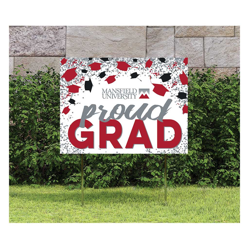 18x24 Lawn Sign Grad with Cap and Confetti Mansfield University Mountaineers