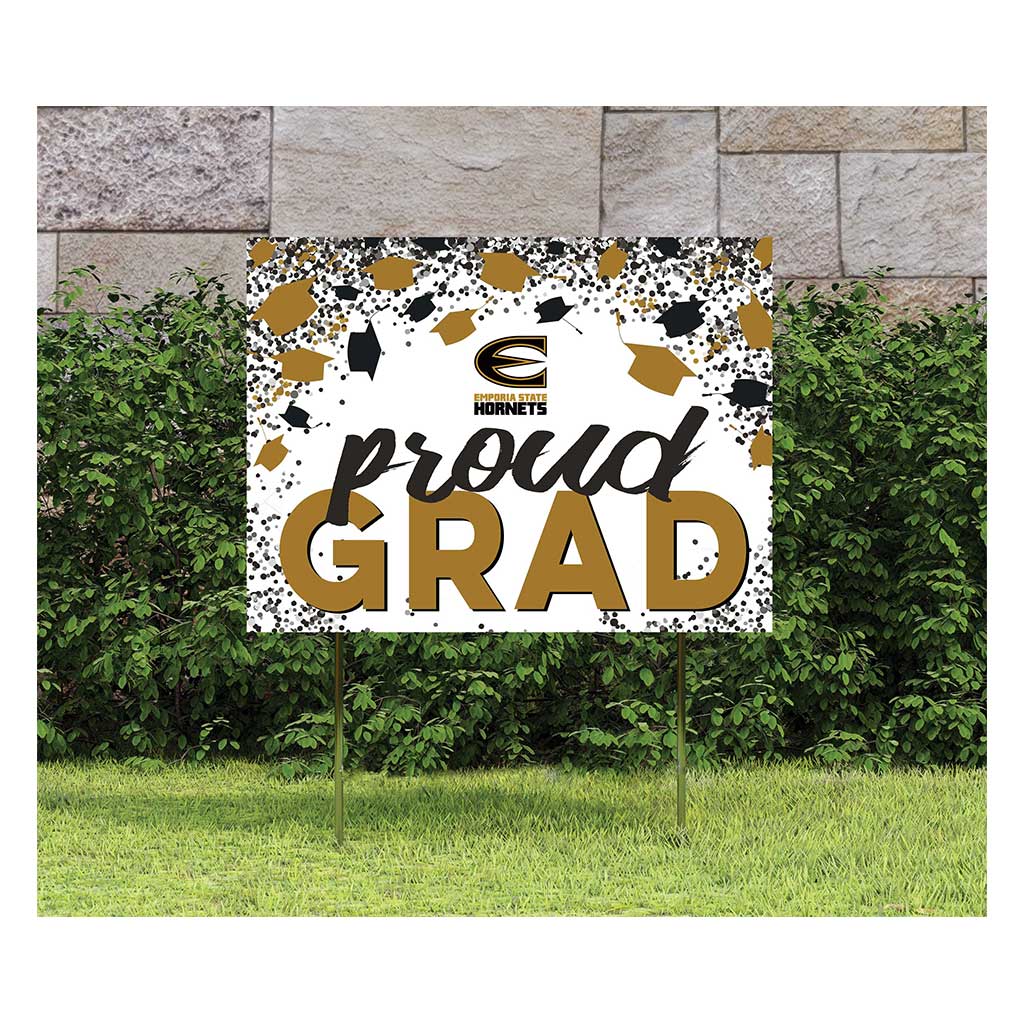 18x24 Lawn Sign Grad with Cap and Confetti Emporia State Hornets