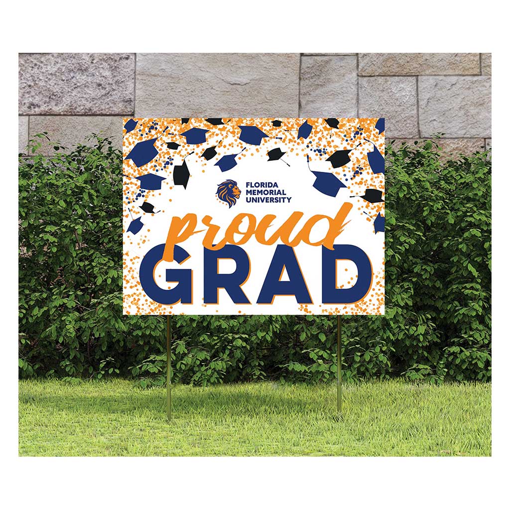 18x24 Lawn Sign Grad with Cap and Confetti Florida Memorial University Lions