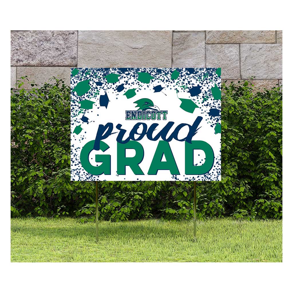 18x24 Lawn Sign Grad with Cap and Confetti Endicott College Gulls
